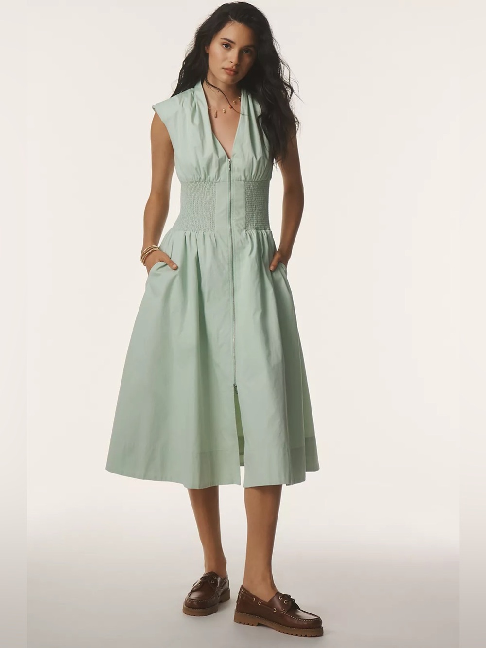 Tommie Zip-Front Midi Dress by Anthropologie